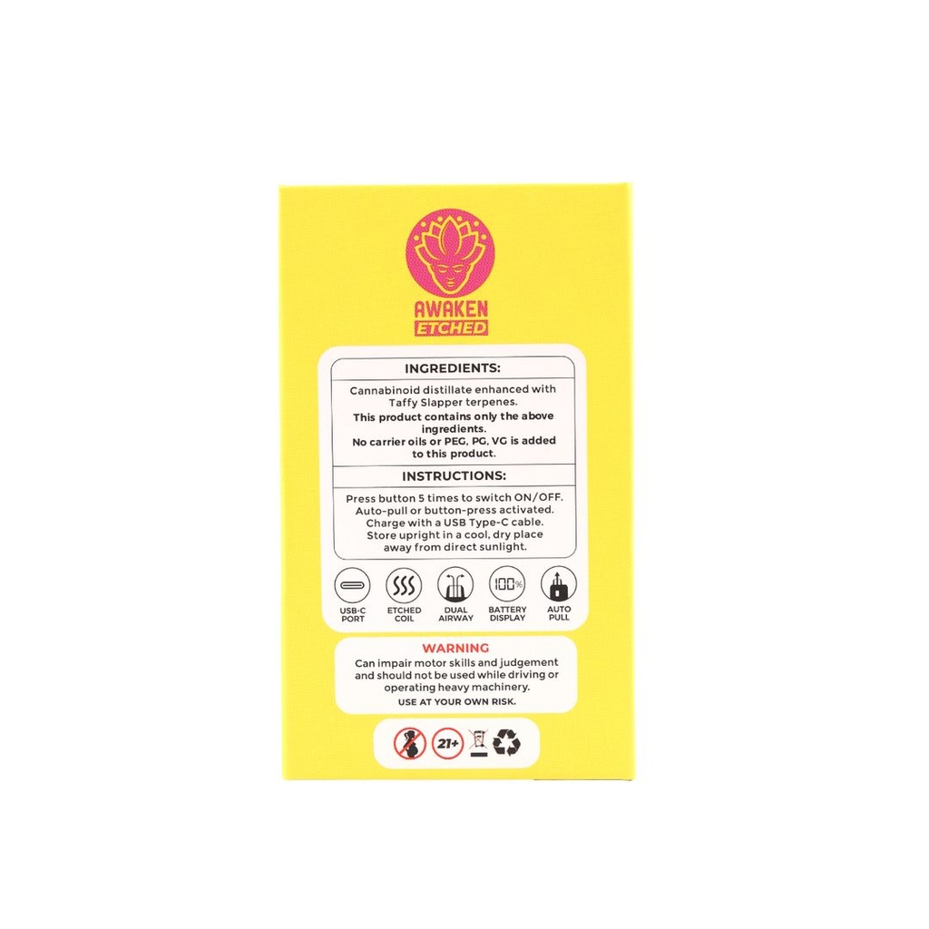 Awaken® Etched Disposable Vape 1ml - Taffy Slapper (Indica)