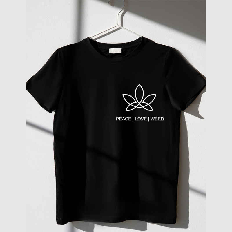 Like Strange Unisex T-shirts - Peace Love Weed (Small)